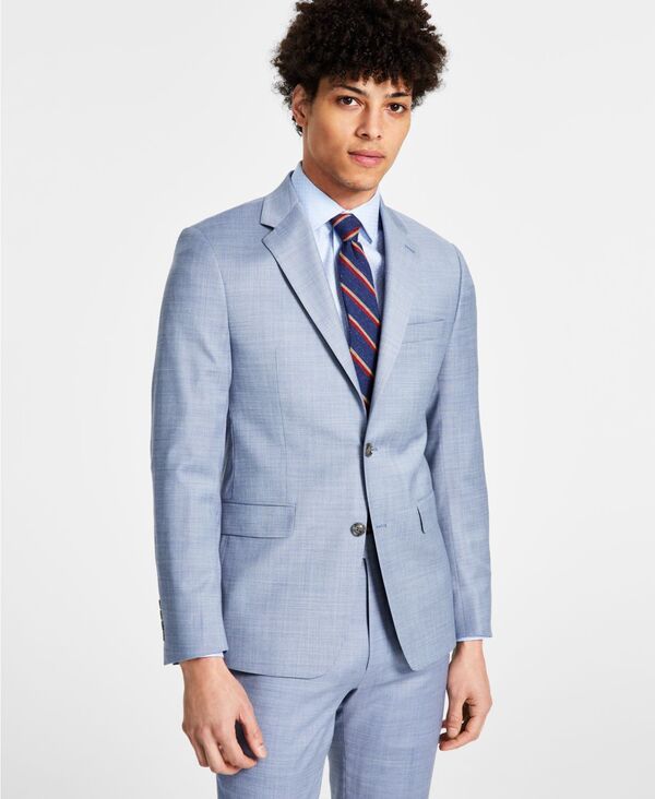 カルバンクライン メンズ アウター ジャケット・ブルゾン ウール Calvin Klein Mens Extra Slim Wool Blend Suit Jacket Light Blue ブルー