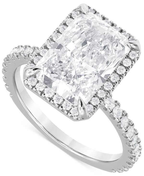 バッジェリーミシュカ レディース アクセサリー リング Badgley Mischka Certified Lab Grown Diamond RadiantCut Halo Engagement Ring 412 ctw in 14k White Gold