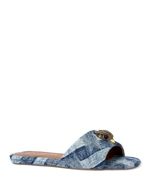 カートジェイガーロンドン レディース シューズ サンダル KURT GEIGER LONDON Womens Kensington Square Toe Crystal Eagle Head Blue Slide Sandals Navy ネイビー