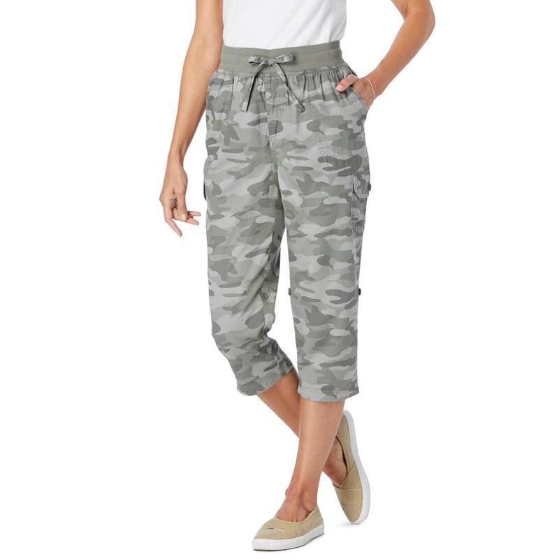 ウーマン ウィズイン レディース ボトムス カジュアルパンツ プラスサイズ プチ キャップ Woman Within Plusize Petite Convertiblength Cargo CapriBermuda Olive Green Camouflag