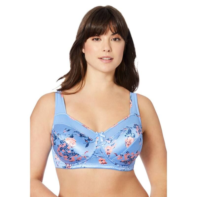 コンフォート チョイス レディース アンダーウェア ブラジャー プラスサイズ Comfort Choice Womens Plusizexclusive Patented Side Wire Bra French Blue Romantic ブルー