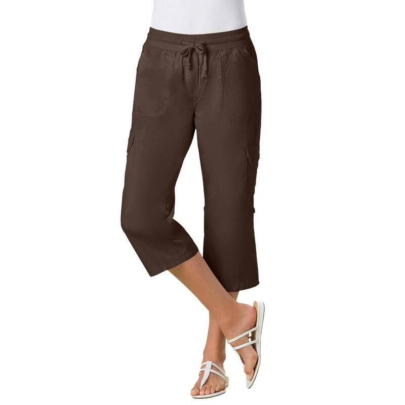 ウーマン ウィズイン レディース ボトムス カジュアルパンツ プラスサイズ プチ キャップ Woman Within Plusize Petite Convertiblength Cargo CapriBermuda Chocolate チョコレート
