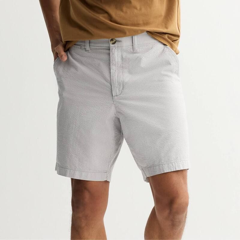 ソノマ レディース ボトムス ハーフパンツ・ショーツ ショートパンツ Sonoma Goods For Life 9Inch Flexwear Flat Front Shorts Grey Seersucker グレー