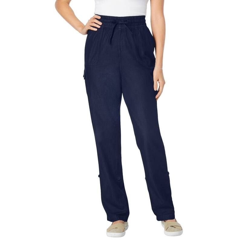 ウーマン ウィズイン レディース ボトムス カジュアルパンツ カーゴパンツ プラスサイズ プチ キャップ Woman Within Plusize Petite Convertiblength Cargo PantCapri Navy ネイビー