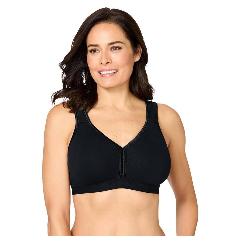 コンフォート チョイス レディース アンダーウェア ブラジャー プラスサイズ Comfort Choice Womens Plusize Wireless Backclose Lounge Bra Black ブラック