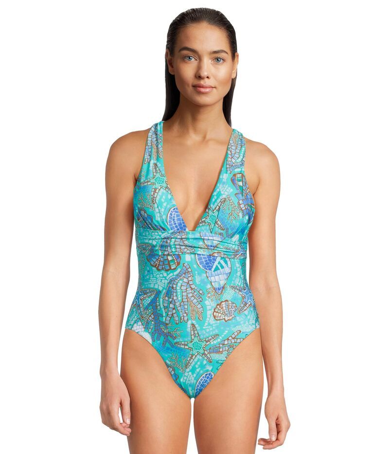 シーフォリー レディース 水着 上下セット Seafolly La Mer Cross Back OnePiece Aquatic Blue ブルー