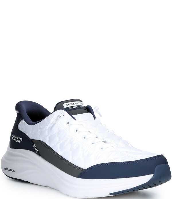 スケッチャーズ メンズ シューズ スリッポン・ローファー スニーカー Skechers Menslipins Contour FoamCozy Fit Machine Washable Sneakers WhiteNavy ホワイト
