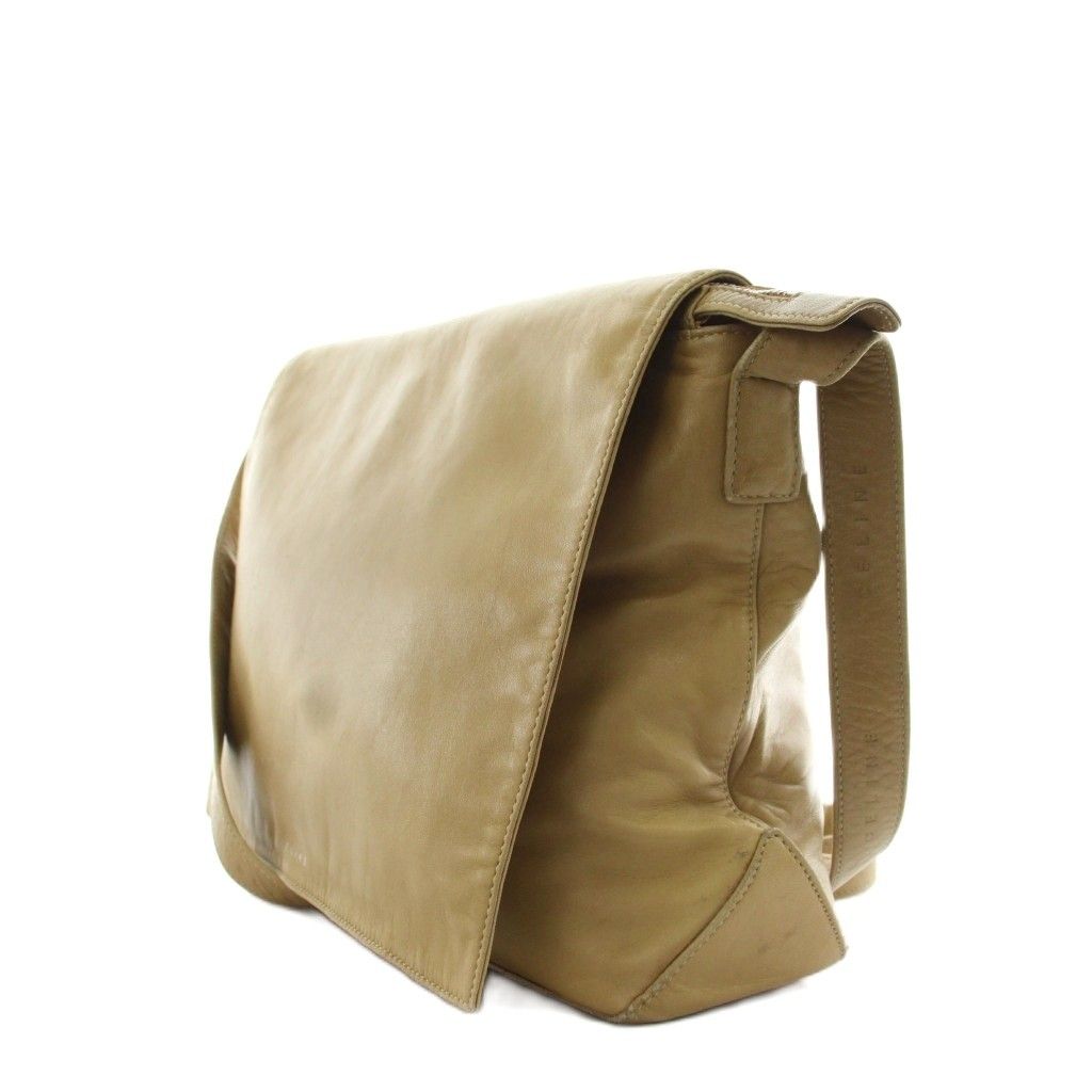 セリーヌ CELINE ショルダーバッグ ロゴ レザー ベージュ /AN19 □GY11