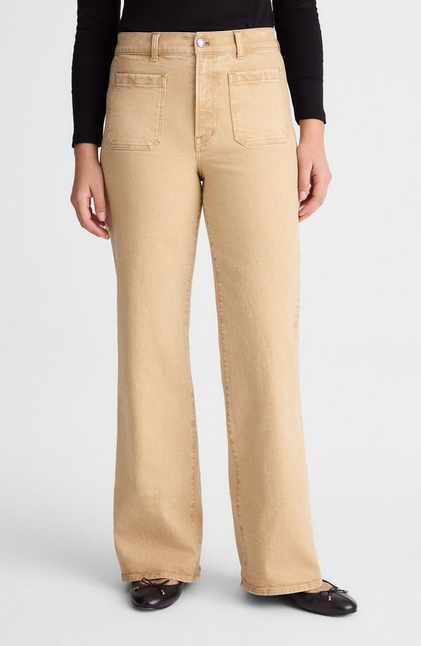 メイドウェル レディース ボトムス レギンス ワイドレッグ パンツ Madewell Themmy Patch Pocket Wide Leg Pants Fawn
