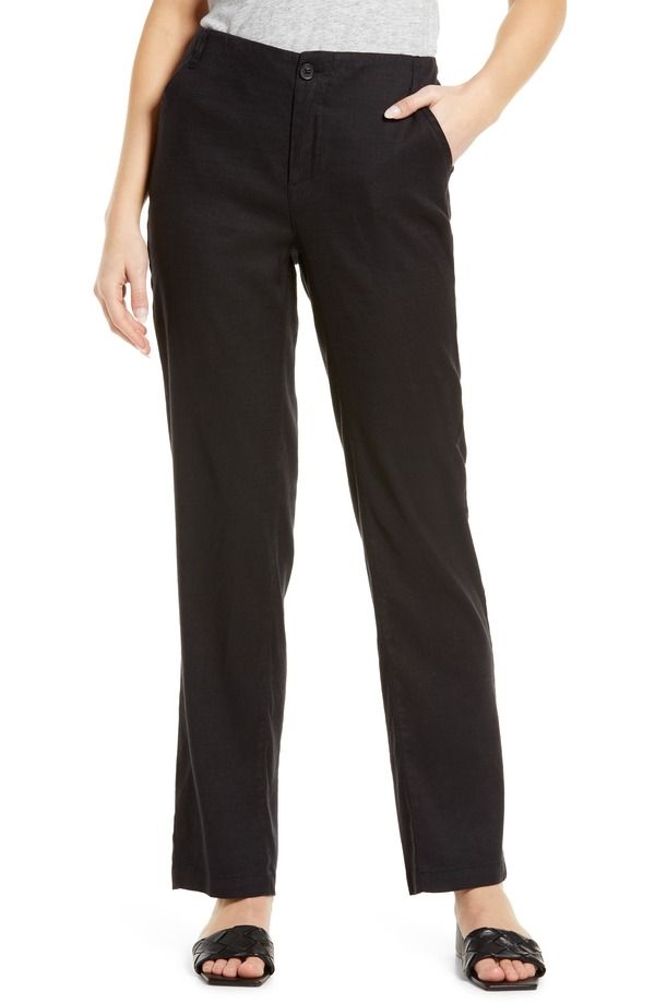 エヌワイディージェイ レディース ボトムス レギンス パンツ リネン NYDJ Marilyn Linen Blend Trousers Black ブラック