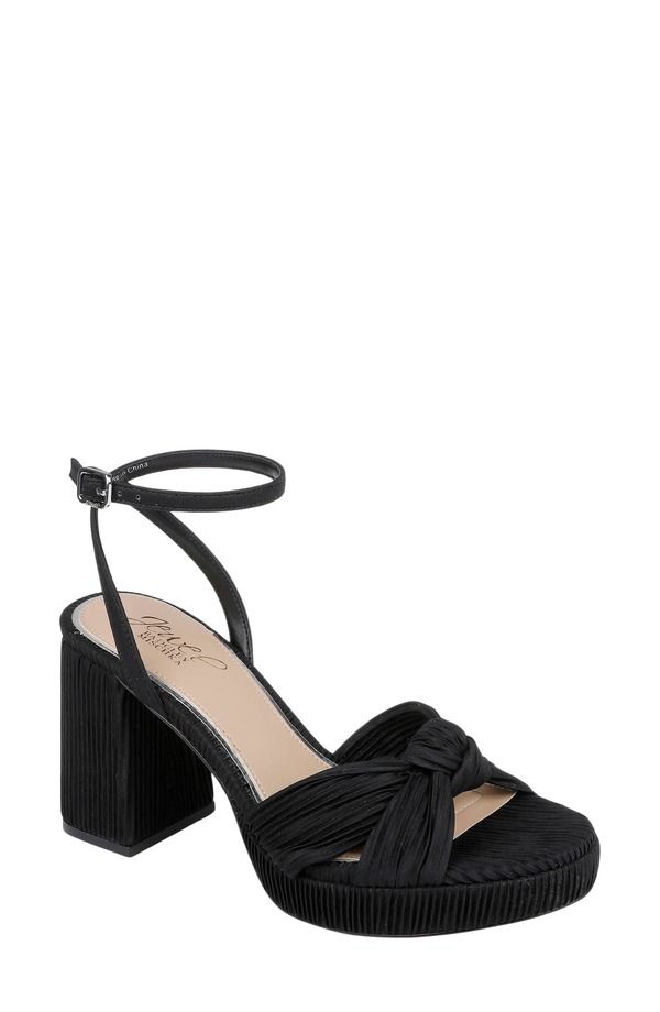 ジュウェルダグレイミシュカ レディース シューズ ヒール プラットフォーム サンダル アンクル Jewel Badgley Mischka Tyler Ankle Straplatform Sandal Black Fabric ブラック