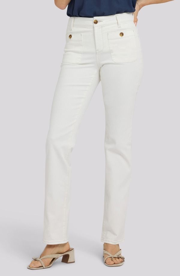 エヌワイディージェイ レディース ボトムス デニムパンツ ストレート ジーンズ NYDJ Marilyn Round Patch Pocket Straight Leg Jeans Vintage White ホワイト