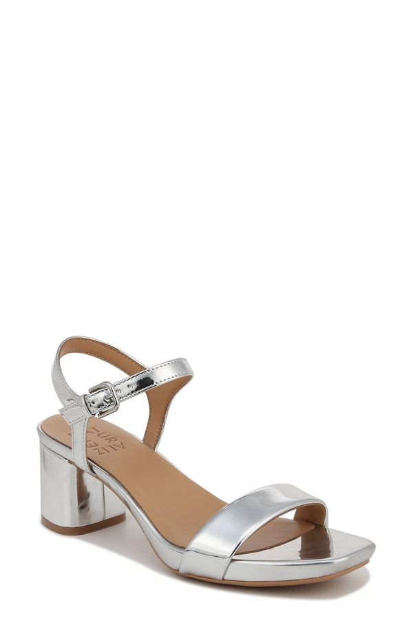 ナチュライザー レディース シューズ ヒール サンダル アンクル Naturalizer Izzy Ankle Strap Sandal Silver Faux Leather シルバー