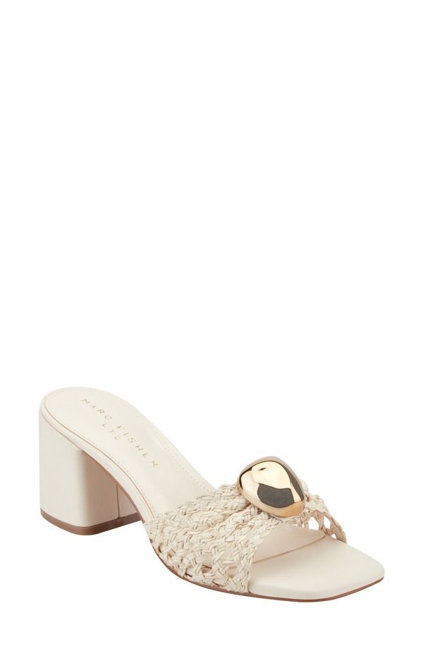 マーク・フィッシャー レディース シューズ ヒール サンダル Marc Fisher LTD Farrel Embellished Square Toe Slide Sandal Ivory アイボリー