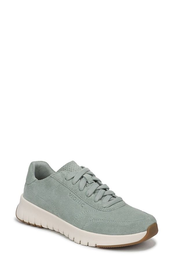 バイオニック レディース シューズ スニーカー トール スエード Vionic Uptown Metallic Suede Sneaker Icebergreen グリーン