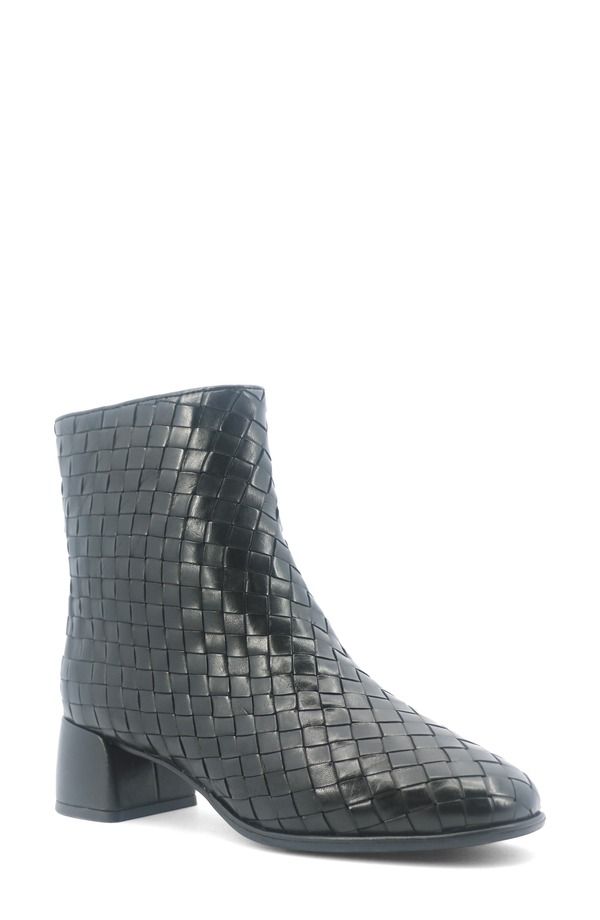 ジェントルソウルズ レディース シューズ ブーツ・レインブーツ Gentle Souls Elodie Woven Bootie Black Leather ブラック