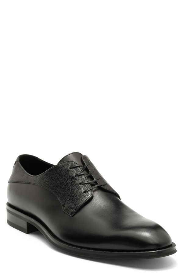 ボス メンズ シューズ ダービー BOSS Derrek Mixed Finish Plain Toe Derby Black ブラック