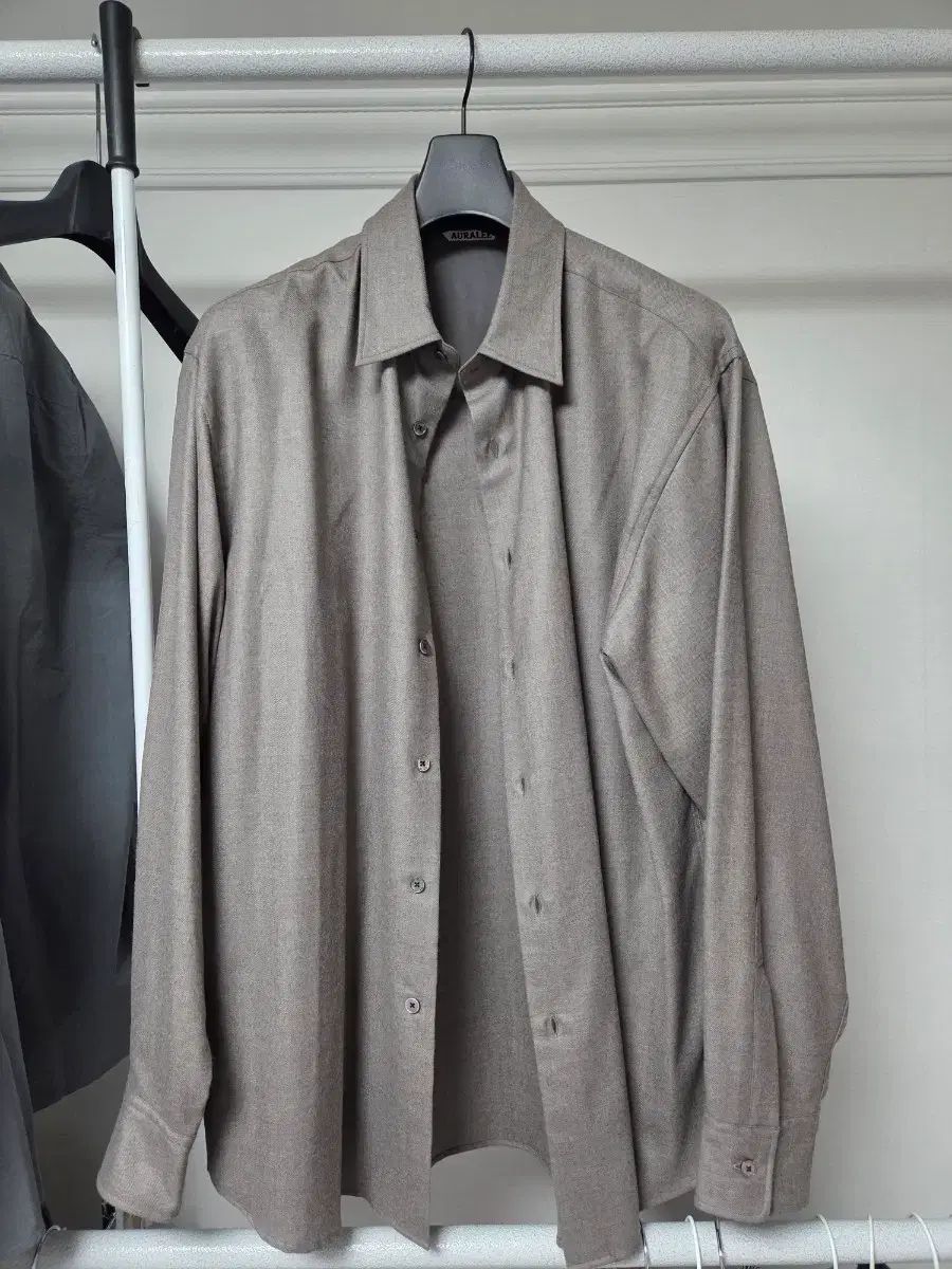 オーラリー 25fw ウール シャツ ブラウン 新品 4 サイズ