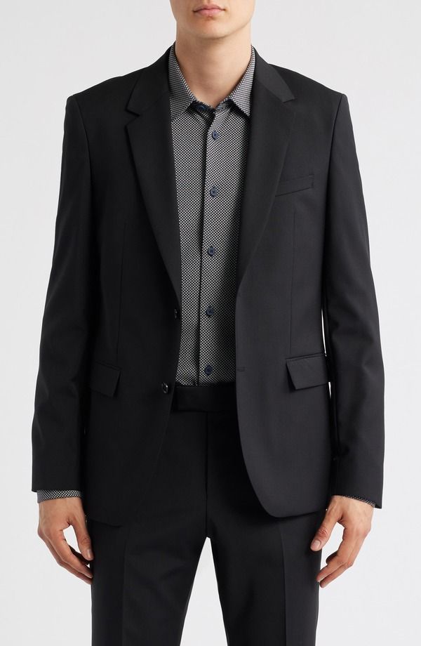 ボス メンズ アウター ジャケット・ブルゾン ウール BOSS Houston Solid Wool Suit Jacket Black ブラック