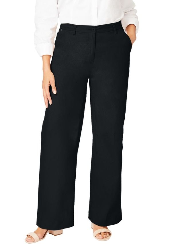 ジェシカロンドン レディース ボトムス レギンス コットン Jessica London Stretch Cotton Chino WideLeg Trouser Black ブラック