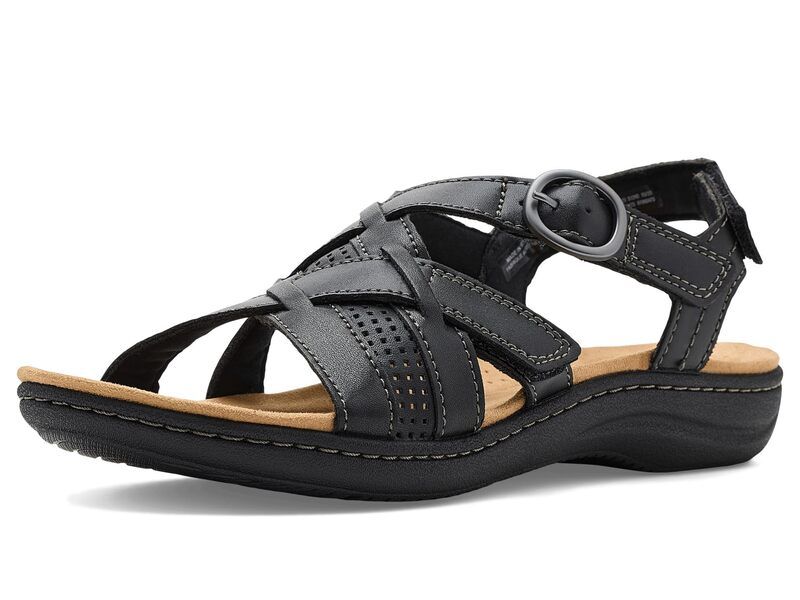 クラークス レディース シューズ サンダル Clarks Laurieann Mae Black Leather ブラック