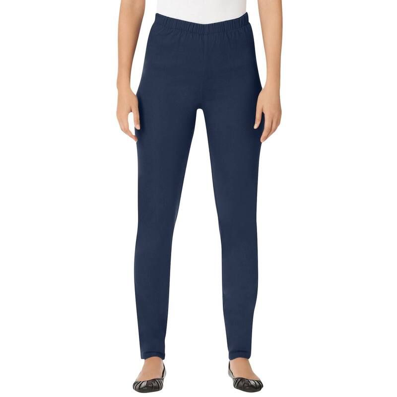 ウーマン ウィズイン レディース ボトムス カジュアルパンツ プラスサイズ デニム ジーンズ Woman Within Plusize PullOn ElasticWaistretch Fineline Denim Jeans Navy ネイビー