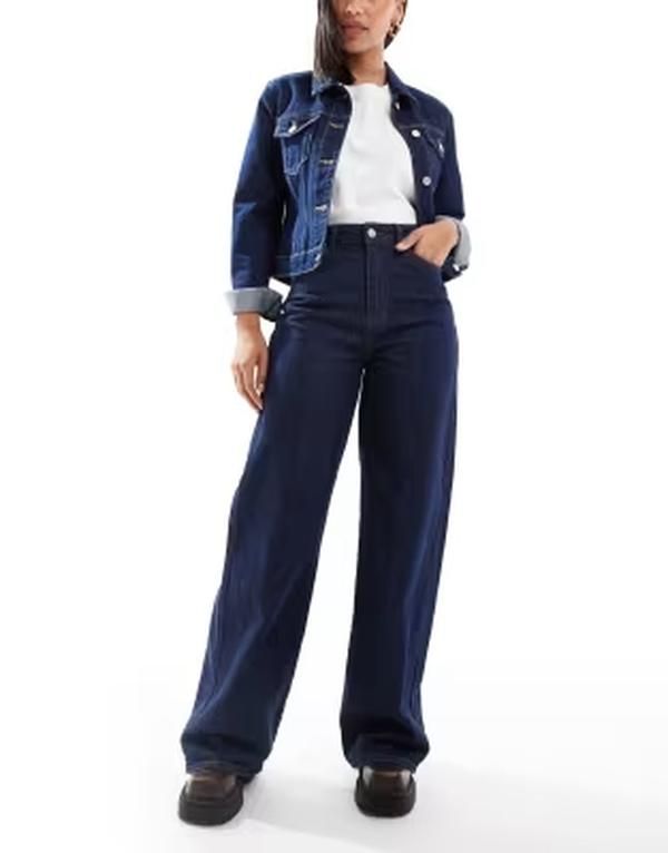 ピーシーズ レディース ボトムス デニムパンツ ワイドレッグ ジーンズ Pieceselma high waisted wide leg jeans in dark blue denim Dark blue ブルー