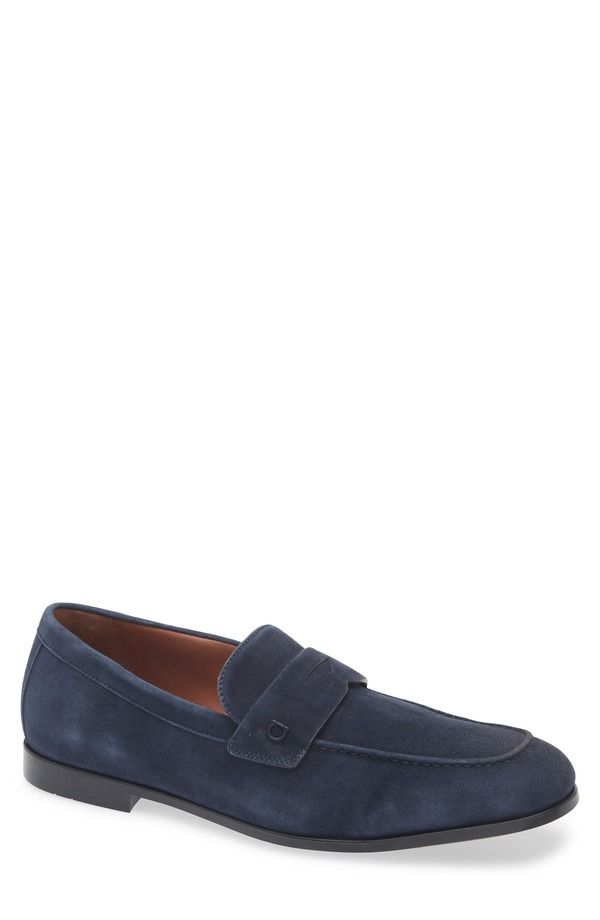 フェラガモ メンズ シューズ スリッポン・ローファー FERRAGAMO Tiberio Penny Loafer Navy Naturale ネイビー