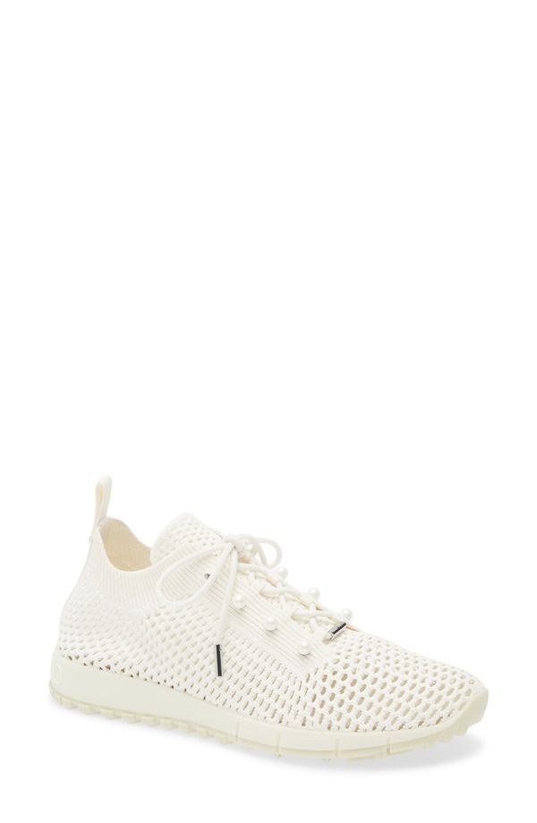 ジミーチュー レディース シューズ スニーカー ニット Jimmy Choo Veles Faux Pearl Knit Sneaker Latte Mix パール