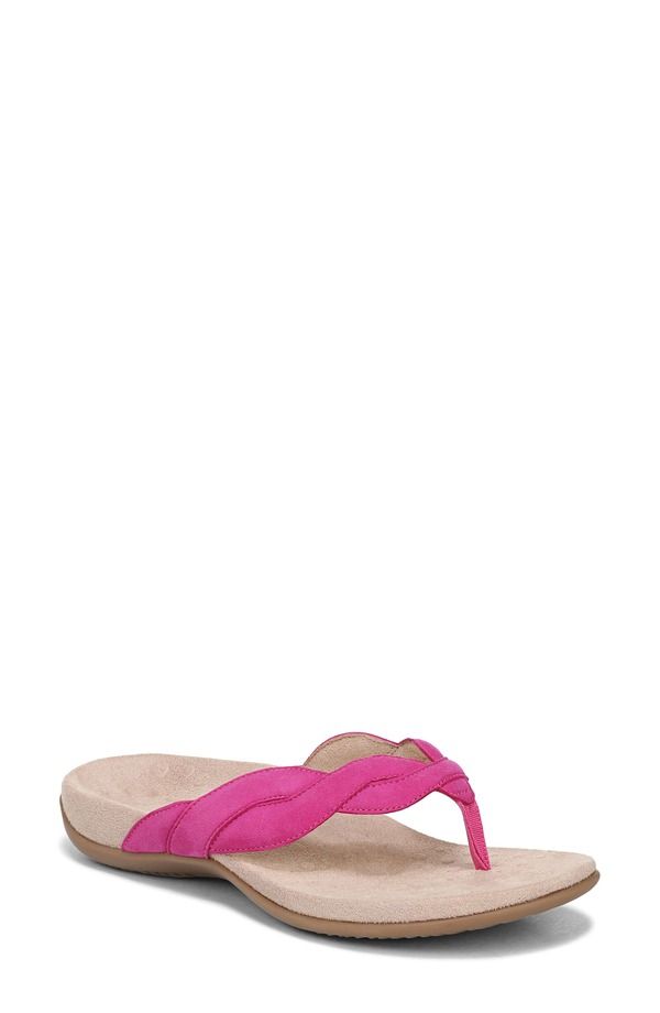 バイオニック レディース シューズ ヒール Vionic Bella Braid Flip Flop Rose Violet バイオレット