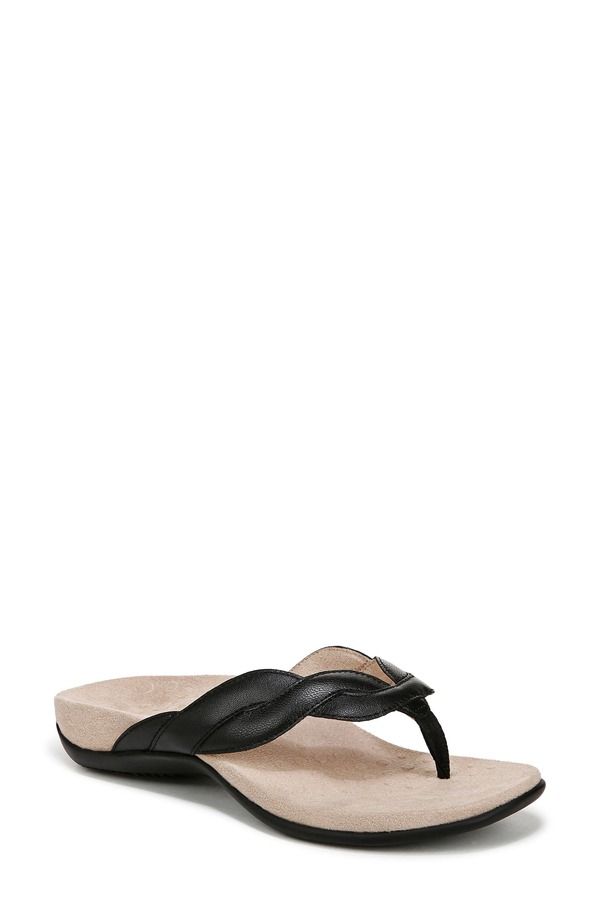 バイオニック レディース シューズ ヒール Vionic Bella Braid Flip Flop Black ブラック