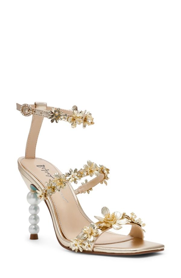 ベッツィジョンソン レディース シューズ ヒール サンダル スパンコール アンクル Betsey Johnson Lorra Sequin Ankle Strap Sandalight Gold ゴールド