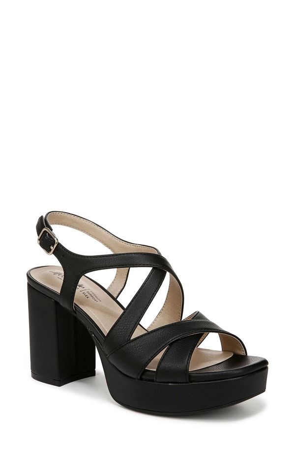 ライフストライド レディース シューズ ヒール プラットフォーム サンダル LifeStride Adrianna Slingback Platform Sandal Wide Width Available Black ブラック
