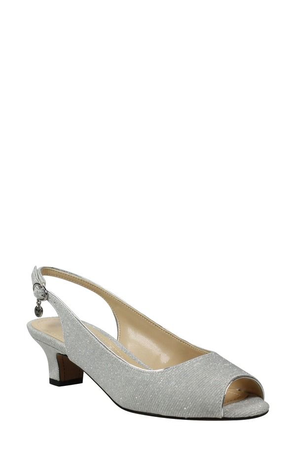 ジェイレニー レディース シューズ ヒール サンダル J Rene Jenvey Slingback Sandal Silver Fabric シルバー