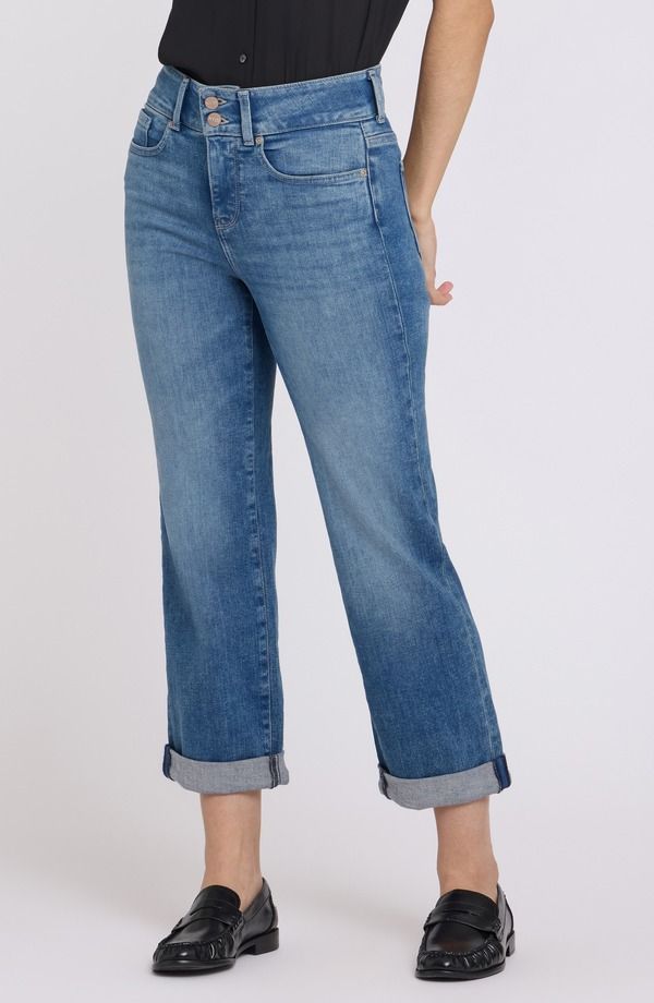 エヌワイディージェイ レディース ボトムス カジュアルパンツ ストレート ハイウエスト ジーンズ NYDJ Bailey High Waist Crop Relaxed Straight Leg Jeans Breezy Palms