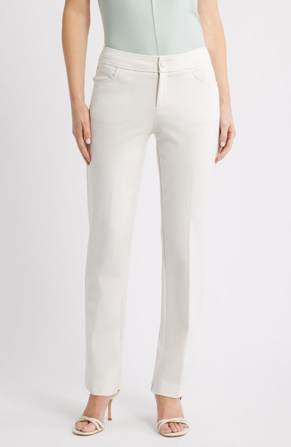 アンクライン レディース ボトムス デニムパンツ ストレート Anne Klein Flat Front Straight Leg Pants White Dove ホワイト