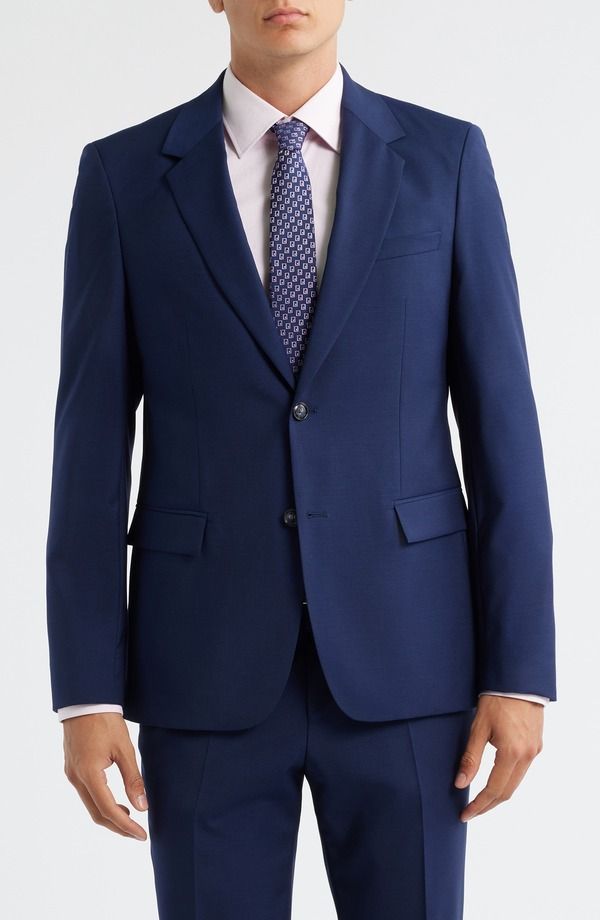 ボス メンズ アウター ジャケット・ブルゾン ウール コート BOSS Houstonavy Wool Sport Coat Open Blue ブルー
