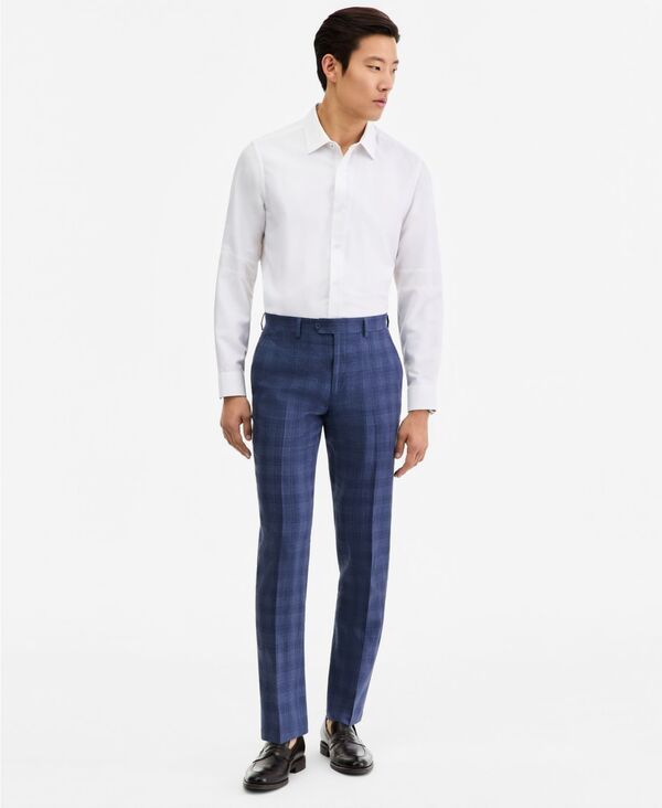 バースリー メンズ ボトムス カジュアルパンツ リネン Bar III MenslimFit Plaid LinenBlend Suit Separates Pants Macys Exclusive Blue Plaid ブルー