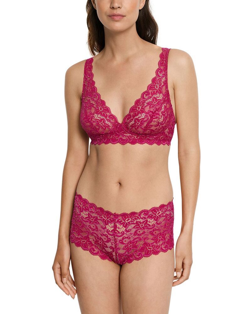 ハンロ レディース アンダーウェア ブラジャー レース Hanro Luxury Moments Allace Soft Cup Bra Light Sangria