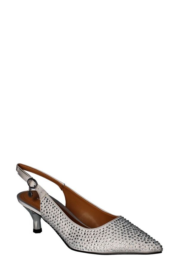ジェイレニー レディース シューズ パンプス J Rene Ferryanne Pointed Toe Slingback Pump Steel Gray Satin Rhinestones グレー