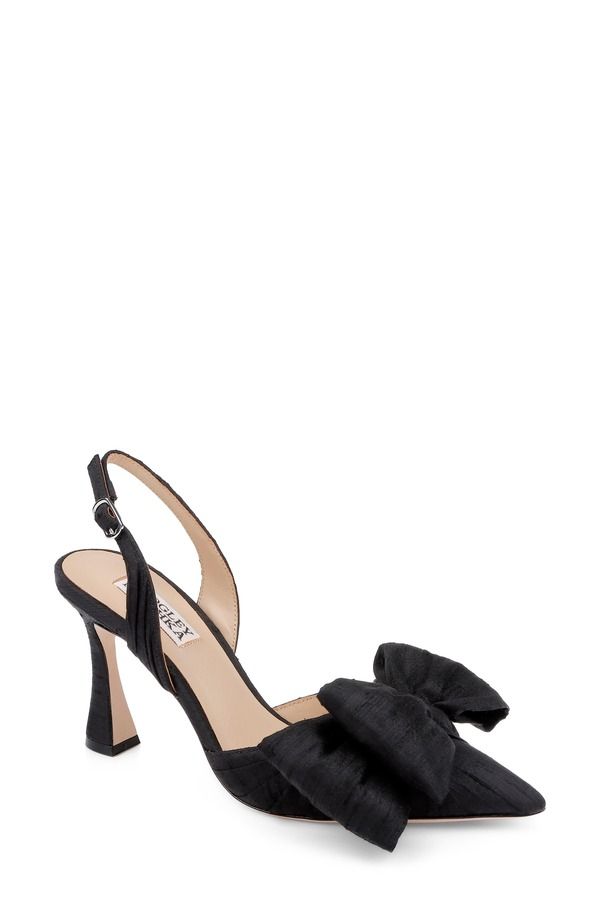 バッジェリーミシュカ レディース シューズ パンプス BADGLEY MISCHKA Olisa Slingback Pointed Toe Pump Black Silk ブラック