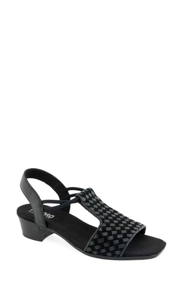ムンロー レディース シューズ ヒール サンダル Munro Susan Sling Back Sandal Black Woven Leather ブラック