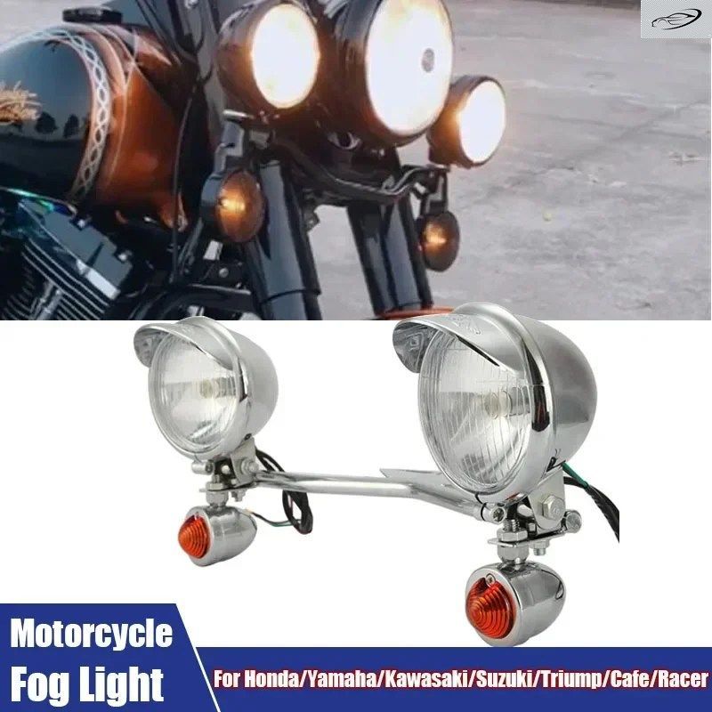 12V オートバイ用ヘッドライト パッシングフォグランプ フロントマウントホルダー ホンダ/ヤマハ/カワサキ/トライアンフ/カフェ/レーサー