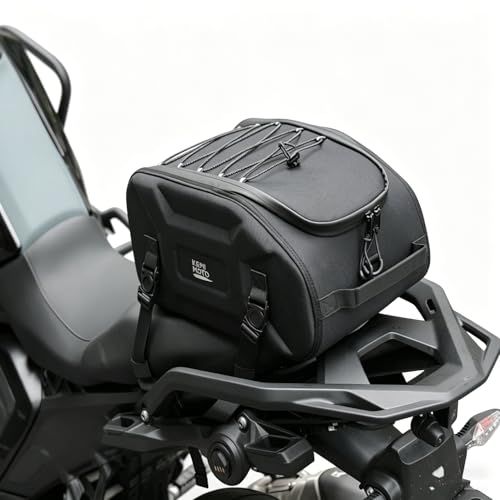 ☆新品☆【構造そのものが、守る】KEMIMOTO シートバッグ 13L EVAハードシェル構造 バイク シートバッグ 防水機能 レインカバー付属 ハイビジョンオレンジ内裏 固定ベルト付き 取り付け簡単 KM-1809 ブラック