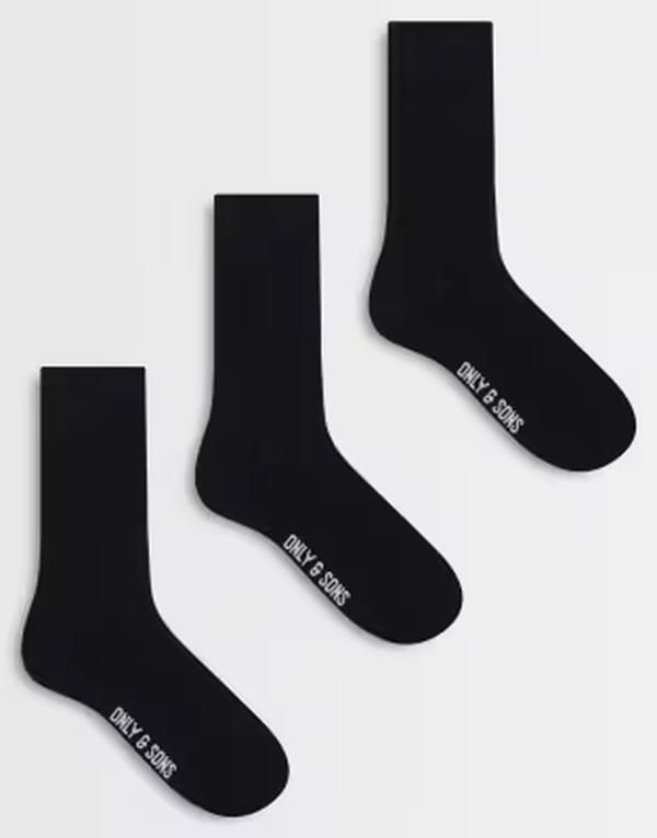 オンリーアンドサンズ メンズ アンダーウェア 靴下 Only Sons 3 pack socks Black ブラック