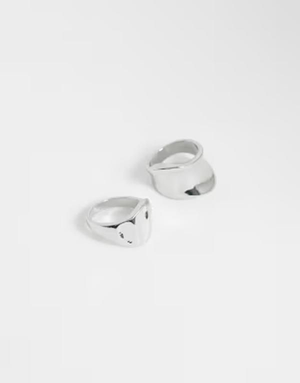 リクレイム ヴィンテージ レディース アクセサリー リング Reclaimed Vintage unisex 2 pack molten ringsilver シルバー