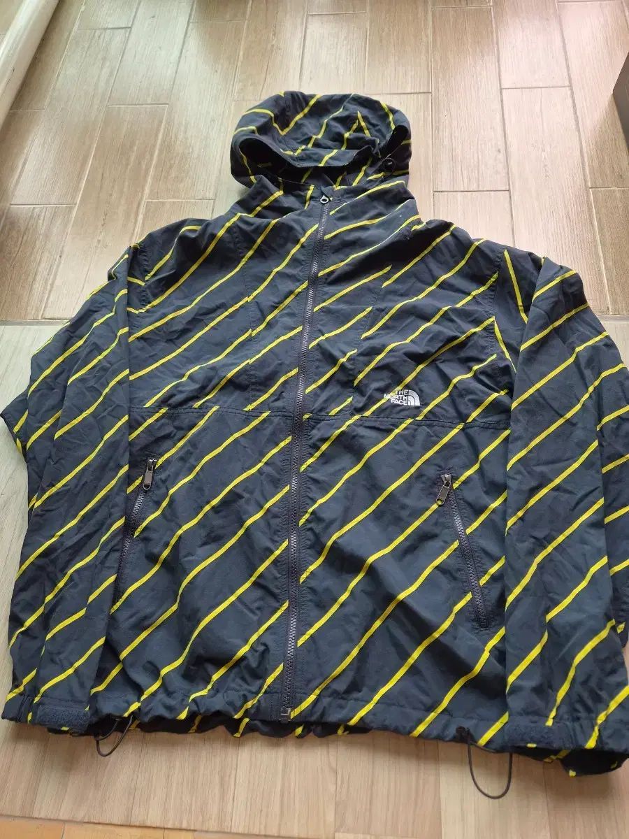 日本 THE NORTH FACE ザノースフェイス ボーダー パータン 麻 マウンテン パーカ ネイビー x イェロー XL