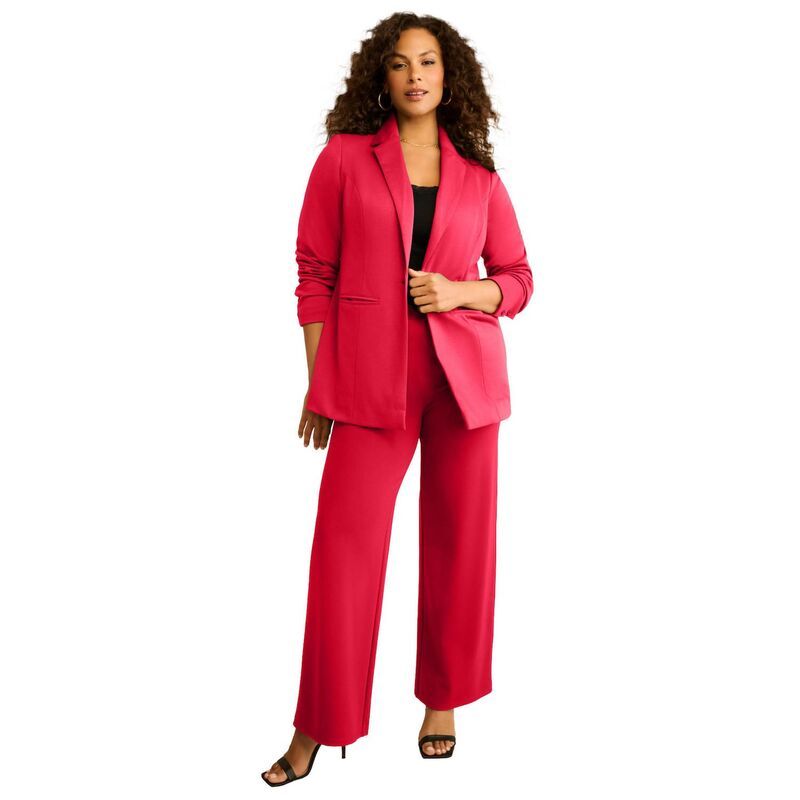 ロアマンズ レディース アウター ジャケット・ブルゾン プラスサイズ ブレザー Roamans Womens Plusize Comfort Stretch Ponte Blazer Vivid Red レッド