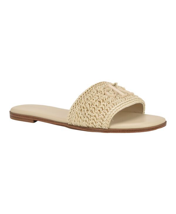 カルバンクライン レディース シューズ スリッポン・ローファー サンダル ロゴ Calvin Klein Womens Kamine Woven Logo Flat SlipOn Sandals Ivory Woven アイボリー
