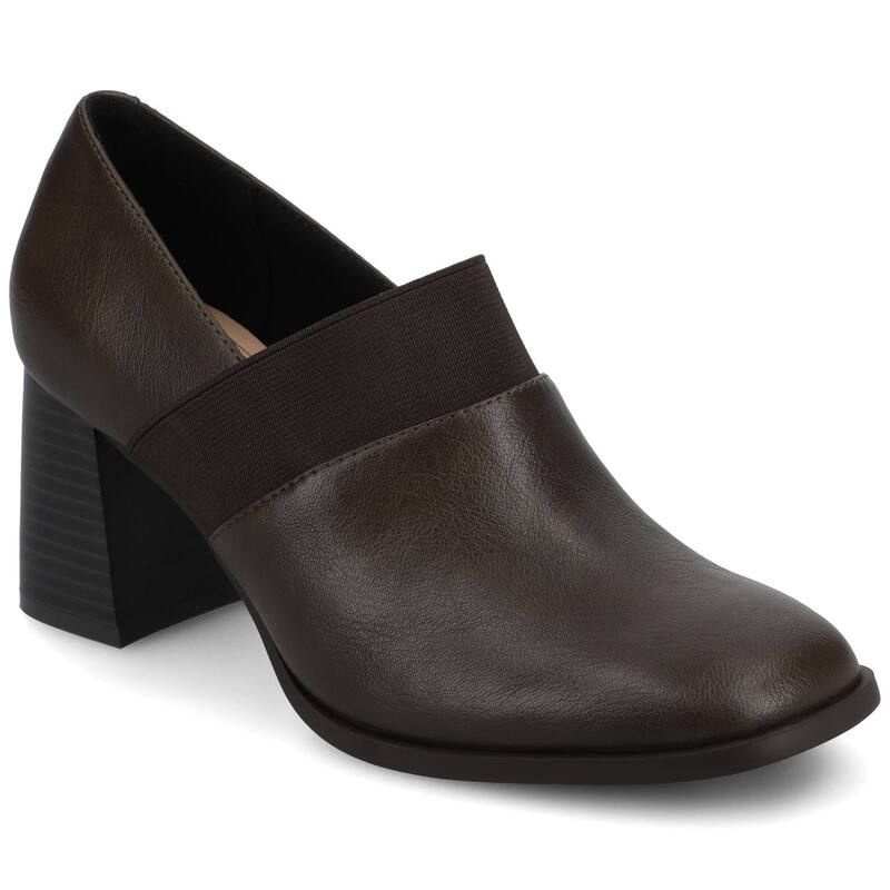 ジャーニー レディース シューズ ブーツ・レインブーツ アンクル ヒール Journee Maeve Womenstretch Square Toe Stacked Heel Ankle Boots Chocolate チョコレート